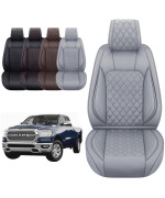 Aierxuan Dodge Ram Car Seat Covers Front Pair Waterproof Leather Custom Fit 2009-2023 150025003500 Crew Quad Regular Cab Truck Pickup Compatible With Airbag(2 Pcs Frontgrey)