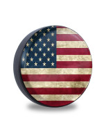 Jusen Retro American Flag Spare Tire Cover Fit For Jeep Rv Truck Suv Travel Camper Trailer 14,15,16,17,Waterproof And Dustproof Protection Tires