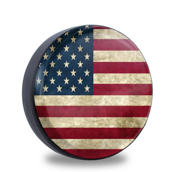 Jusen Retro American Flag Spare Tire Cover Fit For Jeep Rv Truck Suv Travel Camper Trailer 14,15,16,17,Waterproof And Dustproof Protection Tires