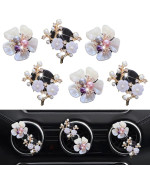 Bling Flower Air Vent Clips, 6 Pcs Cute Daisy Car Air Fresheners Vents Clips Car Diffuser Rhinestone Car Interior Decoration Charm Diamond Car Decor Bling Car Accessories For Women Girls