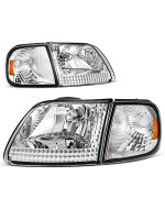 Autosaver88 Headlight Assembly Compatible With 97-03 Ford F-15097-02 Ford Expedition Pickup Headlamp Replacement Chrome Housing