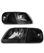 Autosaver88 Headlight Assembly Compatible With 97-03 Ford F-1502004 Ford F-150 Heritage97-02 Ford Expedition Pickup Headlamp Replacement Black Housing Smoke Lens