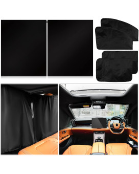 Tallew 5 Pcs Car Window Shades Covers Black Divider Car Curtain Magnetic Privacy Side Sunshade Car Accessories For Men Blackout Shades Window Cover For Toddler Kids Baby Adult Auto Camping Sleeping