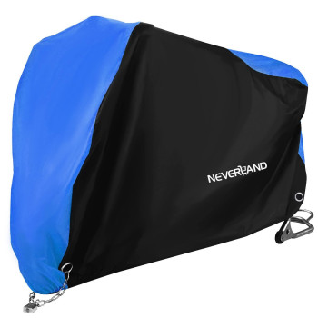 Neverland Motorcycle Cover Waterproof Outdoor, Motorbike Dirt Bike Covers Heavy Duty Medium With Lock-Holes, Bandage, Storage Bag For Harley Davidson Kawasaki Yamaha Honda Grom Suzuki (Up To 86A)