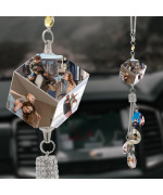 Aiflm Personalized Photo Crystal Car Hanging Ornaments Custom Aesthetic Mirror Hanging Car Interior Accessories Gift Car Accessories For Family And Friends