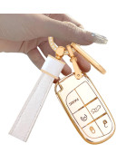 Key Fob Covertwo Different Materials Keychain Accessories,5 Colors Tpu Key Cover For Jeep 2345 Buttons Smart Key (White-A)