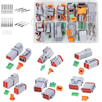 194 Pcs Deutsch Connector Kit 2 Pairs,2 3 4 6 8 12 Pin Grey Waterproof Electrical Connector With Stamped Contacts And Seal Plugs For Truck, Off-Road Vehicles, Agriculture, Motorcycle Wiring