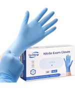 SwiftGrip Disposable Nitrile Exam Gloves, 3-mil, Blue, Nitrile Gloves Disposable Latex Free, Medical Gloves, Cleaning Gloves, Food-Safe Rubber Gloves, Powder Free, Non-Sterile, 100-ct Box (Medium)