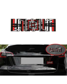 Yhcdsea Model 3 Y Automotive 3D Alloy Plaid Badge Sticker Mark Car Emblem Plaid Badge Decor Compatible For Tesla Model 3 Y X S (Black Red)