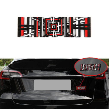 Yhcdsea Model 3 Y Automotive 3D Alloy Plaid Badge Sticker Mark Car Emblem Plaid Badge Decor Compatible For Tesla Model 3 Y X S (Black Red)