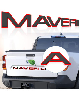 Tailgate Inserts Letters Compatible For 2022 2023 Maverick Accessories, 3D Raised Tailgate Letters With Strong Adhesive Gloss Black With Red Outline
