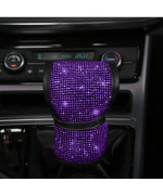 Mlovesie Plush Auto Gear Shift Knob Cover With Crystal Glitter Bling Rhinestones For Girls,Lady Universal Fit (Bling) (Purple)