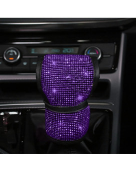 Mlovesie Plush Auto Gear Shift Knob Cover With Crystal Glitter Bling Rhinestones For Girls,Lady Universal Fit (Bling) (Purple)