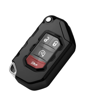 Tukellen For Jeep Key Fob Cover Premium Soft Full Protection Key Shell Key Case Compatible With Jeep 2020 2021 Gladiator Jt Sahara Jlu 2018-2021 Jeep Wrangler Jl Jlu Rubicon-Deep Black