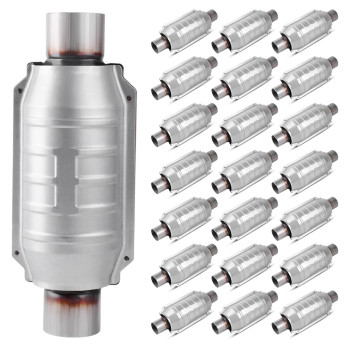 Autosaver88 22-Pack Universal Catalytic Converter, 2 Inletoutlet Universal Catalytic Converter With Heat Shield, Stainless Steel Shell (Epa Compliant)
