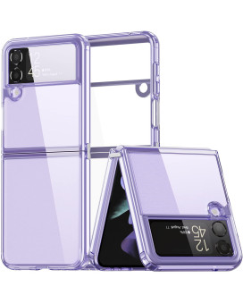 Restone Case For Samsung Galaxy Z Flip 4 5G 2022, Clear Slim Phone Case With Transparent Hard Pc Back, Soft Tpu Edges, Hinge, Non-Yellowing Shockproof Thin Protective Cover For Z Flip 4 - Purple