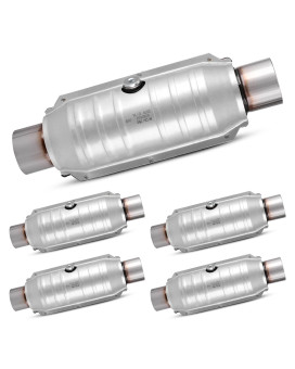 Autosaver88 5-Pack Universal Catalytic Converter, 25 Inletoutlet Catalytic Converter With Heat Shield, Stainless Steel Shell (Epa Compliant)