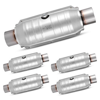 Autosaver88 5-Pack Universal Catalytic Converter, 25 Inletoutlet Catalytic Converter With Heat Shield, Stainless Steel Shell (Epa Compliant)