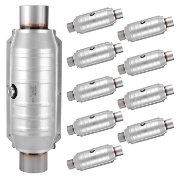 Autosaver88 10-Pack Universal Catalytic Converter, 25 Inletoutlet Catalytic Converter With Heat Shield, Stainless Steel Shell (Epa Compliant)