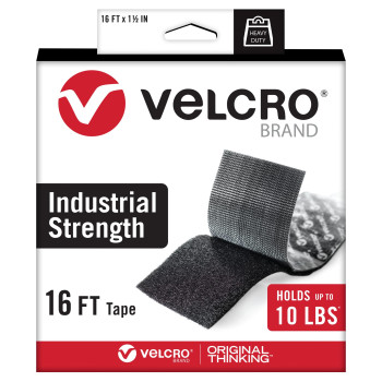 VELCRO Brand Heavy Duty Tape | 16 Foot Roll | Strong Sticky Back Adhesive Holds up to 10 lbs | Industrial Strength Fasteners for Indoor or Outdoor Use | 1-1/2in Width, Black (VEL-30838-USA)