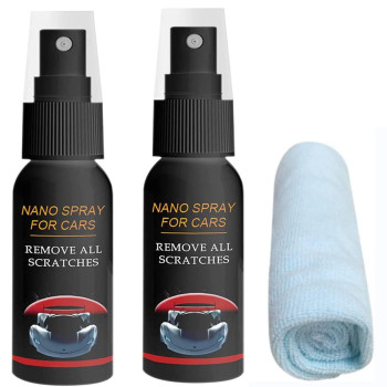 2Pcs Car Nano Repairing Spray, Car Scratch Repair Nano Spray, Protection Swirl Remover Polish, With Nano Sparkle Cloth, Removes Any Scratch Mark (2Pcs50Ml)