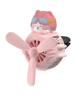 Car Air Fresheners Cute Pilot Cat Car Diffuser Rotating Propeller Cartoon Automotive Air Outlet Fan Creative Car Perfume Decoration Automotive Air Fresheners For Cars