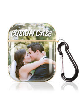 Custom Airpod Case, Flexible Pc Protective Case With Keychain For Airpod 1 And 2, Customize Airpod Cover With Your Photo & Text & Name, Personalized Gift For Men Women