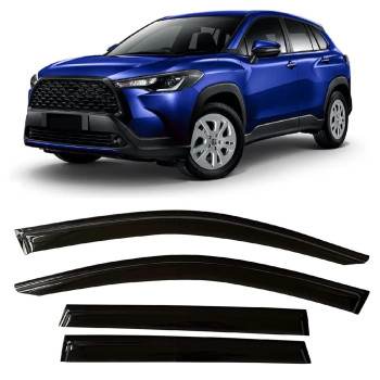 Zzdsnj Rain Guard 4-Piece For 2022 Toyota Corolla Cross L Le Xle Windows Visor Shield Shade Smoke