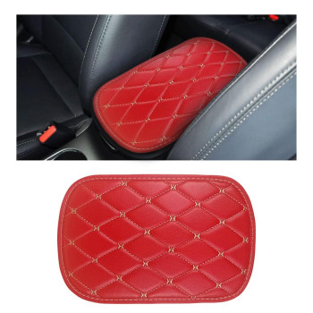 Blau Grun Auto Center Console Cushion Pad, Universal Waterproof Armrest Box Protection Padcover Fit For Cars, Vehicles, Suvs, Comfort, Car Interior Accessories For Men Women (Redbeige)