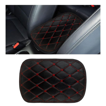 Auto Center Console Cushion Pad, Universal Waterproof Armrest Box Protection Padcover Fit For Cars, Vehicles, Suvs, Comfort, Car Interior Accessories For Men Women (Blackred)