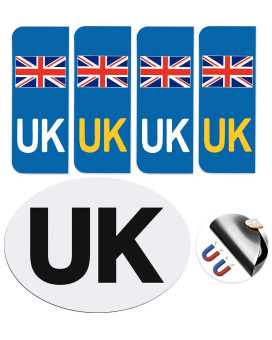 Vickmall Uk Stickers For Car 1 Pack Magnetic Uk Car Stickers For Europe 4 Pack Uk Number Plate Stickers Self-Adhesive No Scratching Weather Resistant Replace Gb Stickers For Car, Driving In Europe