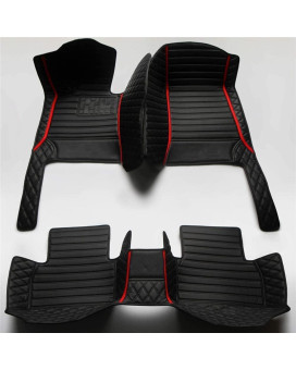 Enheng Custom Leather Waterproof Car Floor Mats For 97% Sedan Suv Sports Car Black Beige Mens Womens Vehicle Pads Mat (Black+Red Bar)