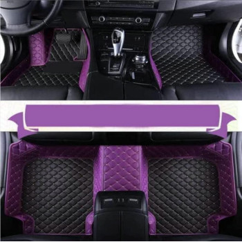 Enheng Custom Leather Waterproof Car Floor Mats For 97% Sedan Suv Sports Car Black Beige Mens Womens Vehicle Pads Mat (Black+Purple)