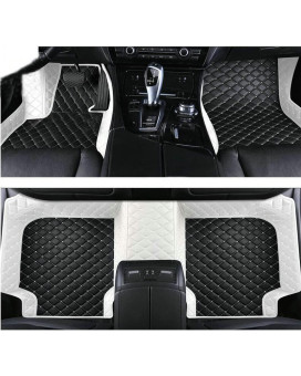 Enheng Custom Leather Waterproof Car Floor Mats For 97% Sedan Suv Sports Car Black Beige Mens Womens Vehicle Pads Mat (Black+White)