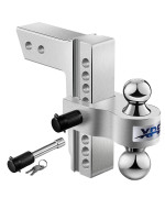 Xpe Adjustable Trailer Hitch Fits 25 Receiver, 8 Droprise Drop, Chrome Plated Steel Tow Balls (2X2-516), Heavy Duty Ball Mount - 18,500 Gtw With Trailer Locks, Silver X-312508