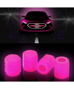 4Pcs Noctilucous Tire Valve Stem Caps For Car, Air Caps Cover, Illuminated Auto Car Wheel Valve Stem Caps Cover, Universal Car Accessories For Car, Suv, Motorcycles, Truck, Vehicle (Pink)