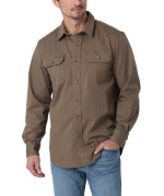 Wrangler Authentics Mens Long Sleeve Classic Woven Shirt, Teak Heather, Medium