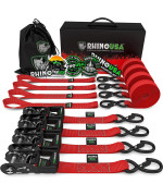 Rhino Usa Ratchet Straps Tie Down Kit, 5,208 Break Strength - Includes (4) Heavy Duty Rachet Tiedowns With Padded Handles & Coated Chromoly S Hooks + (4) Soft Loop Tie-Downs