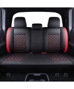 Tomatoman Tacoma Seat Covers Customized For 2005-2023 Sport Extended Access Cab Pickup Truck, Waterproof Faux Leather Car Cushions(Rear Seat, Black-Red)