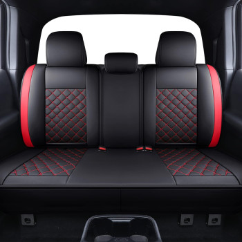 Tomatoman Tacoma Seat Covers Customized For 2005-2023 Sport Extended Access Cab Pickup Truck, Waterproof Faux Leather Car Cushions(Rear Seat, Black-Red)