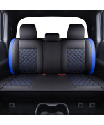 Tomatoman Tacoma Seat Covers Customized For 2005-2023 4Runner Extended Sr V6 Pickup Truck, Waterproof Faux Leather Car Cushions(Rear Seat, Black-Blue)