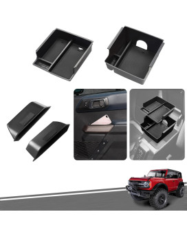 Wdg For Ford Bronco Accessories 2021 2022, Center Console Storage Organizer And Door Handle Storage Box, Insert Tray Armrest Storage Box Compatible For Bronco 2021 2022 2 Doors And 4 Door(4Pcs)