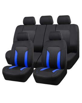 Car Pass Universal 3D Air Mesh-100 Breathable Sporty Car Seat Covers Airbag And Rear Split Bench 3 Zipper Compatible For 90 Automotive Suv Truck Saden Women (Car-Grand,Full Set, Blue)