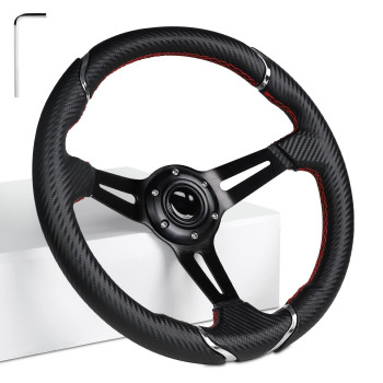 137A 350Mm Deep Dish Steering Wheel, Racing Golf Cart Steering Wheel, Fit Club Car Ds And Precedent,Yamaha Ezgo Rxv & Txt Golf Cart