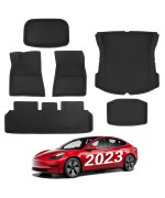 Basenor 6Pcs Floor Mats For Tesla Model 3 3D Full Set Interior Liners Custom Design For All-Weather Cargo Mats 2021-2023 5-Seat Model 3 Accessories