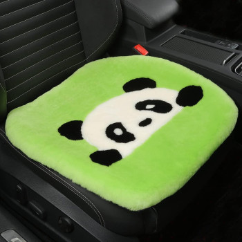 Llb Genuine Sheepskin Car Seat Cushion, Comfort Auto Seat Pad, Warm Office Chair Car Mat With Non-Slip Backing Universal Fit,192 X 192 Inch (Bamboo Forest Panda, Front Seat Cushion-1 Pc)