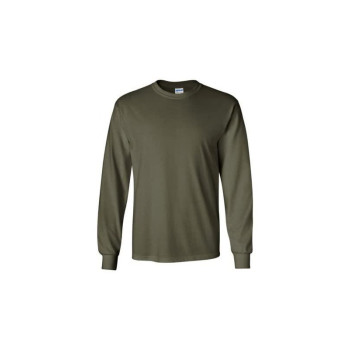 Gildan Long Sleeve Mens Plain Crewneck (G2400) Military Green, Xx-Large
