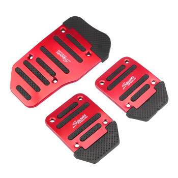 Moly Magnolia 3Pcs Nonslip Car Pedal Pads, Aluminum Auto Manual Transmission Brake Pad Cover, Sports Gas Fuel Petrol Clutch Foot Pedals, Car Replacement Accessories Universal For Car, Suv, Atv (Red)