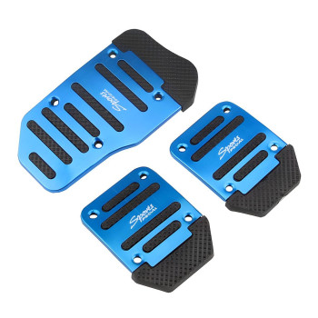 Moly Magnolia 3Pcs Nonslip Car Pedal Pads, Aluminum Auto Manual Transmission Brake Pad Cover, Sports Gas Fuel Petrol Clutch Foot Pedals, Car Replacement Accessories Universal For Car, Suv, Atv (Blue)