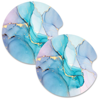 Nipichsha Car Cup Holder Coasters, Car Coasters For Cup Holders, 2 Pack Anti Slip Insert Coasters, Rubber Car Cup Mat With A Finger Notch, Cute Car Interior Accessories For Women Men (Colorful Marble)